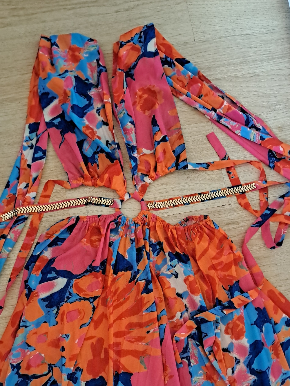 Luxxel Pink & Orange Floral Halter Maxi Dress - Picture 9 of 12